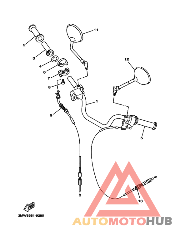 Рулевой рычаг и кабель