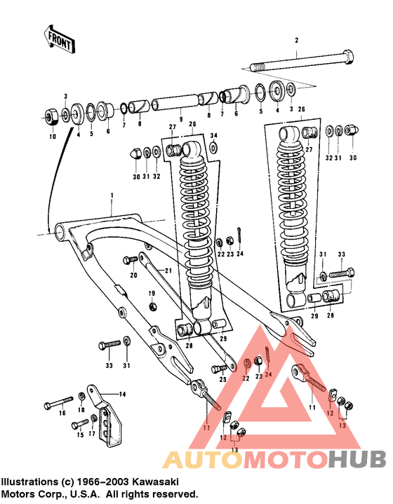 Swing arm/shock absorbers