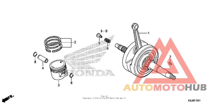 Crankshaft + piston (crf100f)