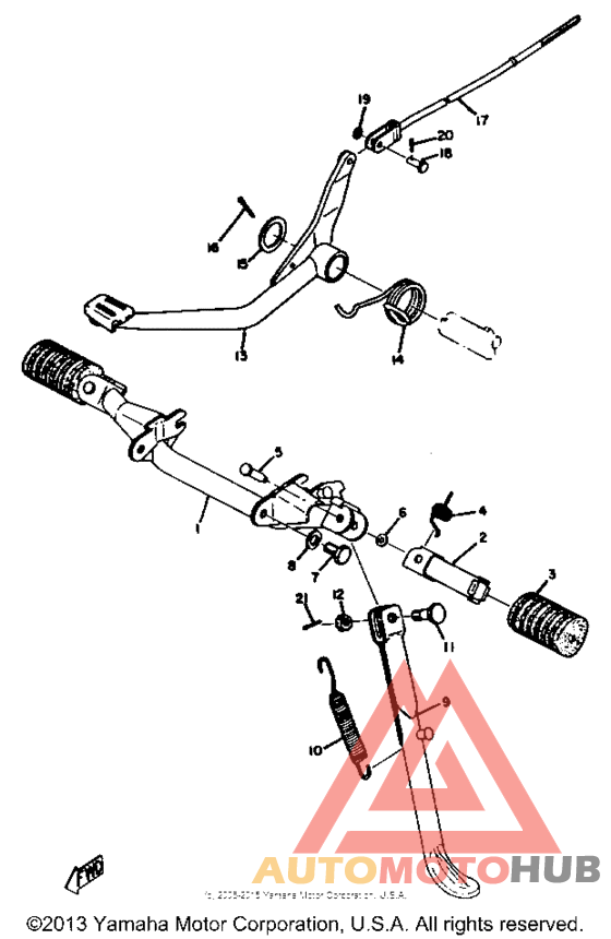 Stand, footrest & rear brake pedal
