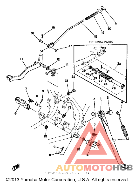 Stand footrest brake pedal
