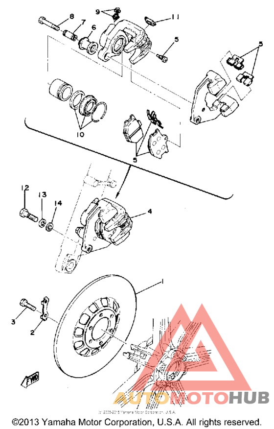 Front disc brake caliper