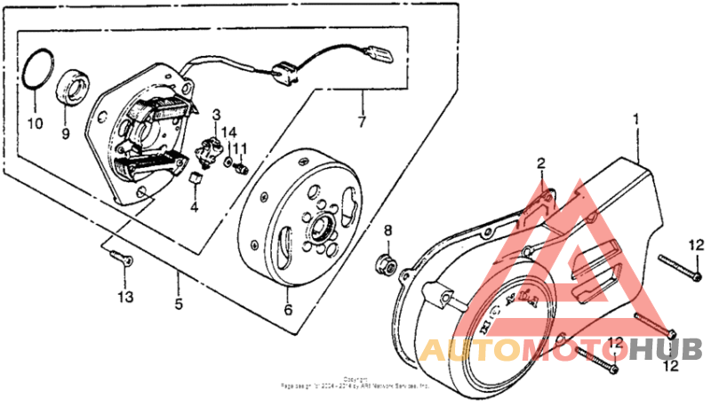 Left crankcase cover + alternator
