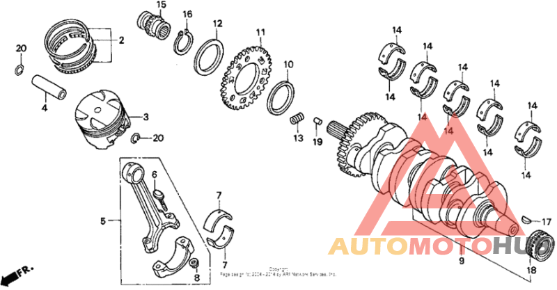 Crankshaft + piston + rings