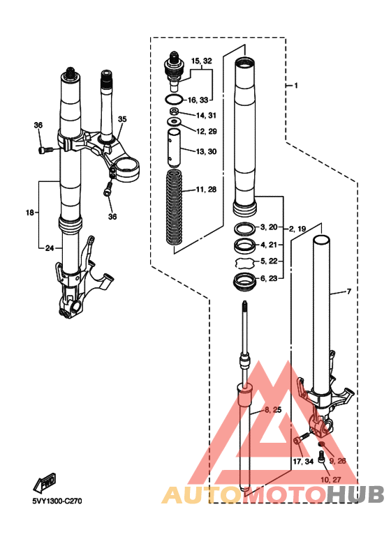 Front fork assy(ur silv
