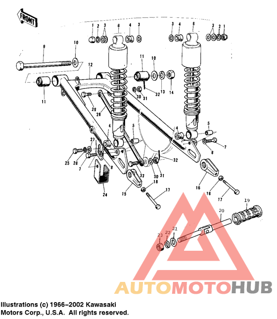 Swing arm/shock absorbers
