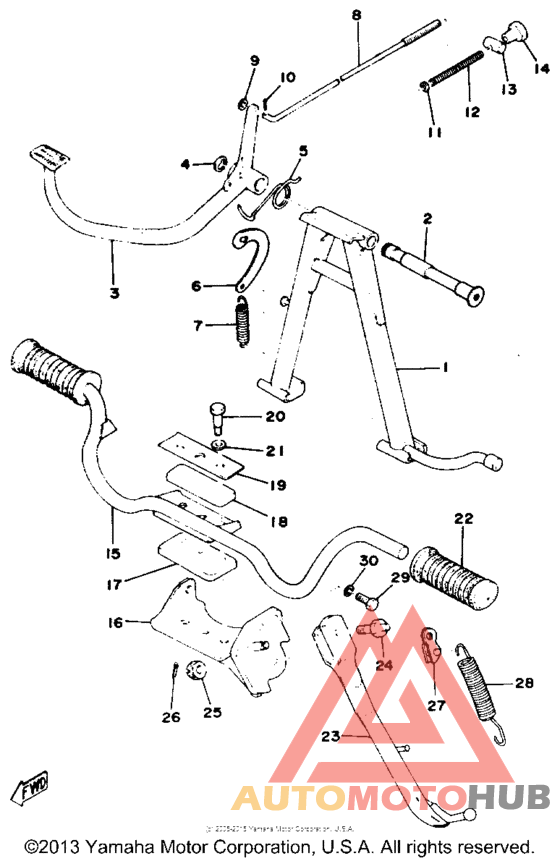 Stand footrest brake pedal