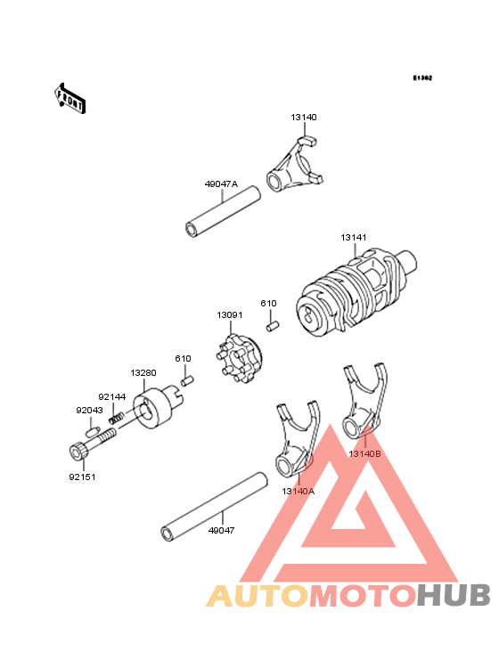 Gear change drum & forks