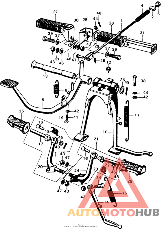 Brake pedal + main stand + step