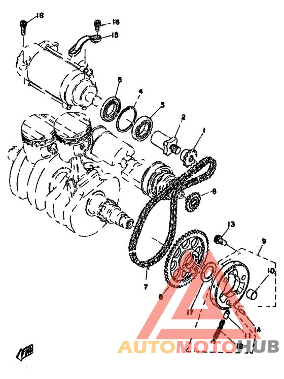 Starting motor unit
