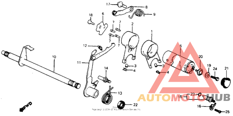 Shift drum + shift fork