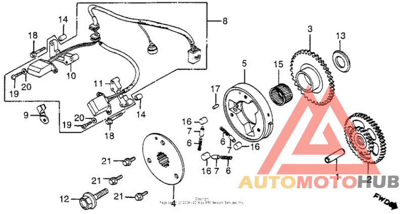 Pulse generator + starter clutch