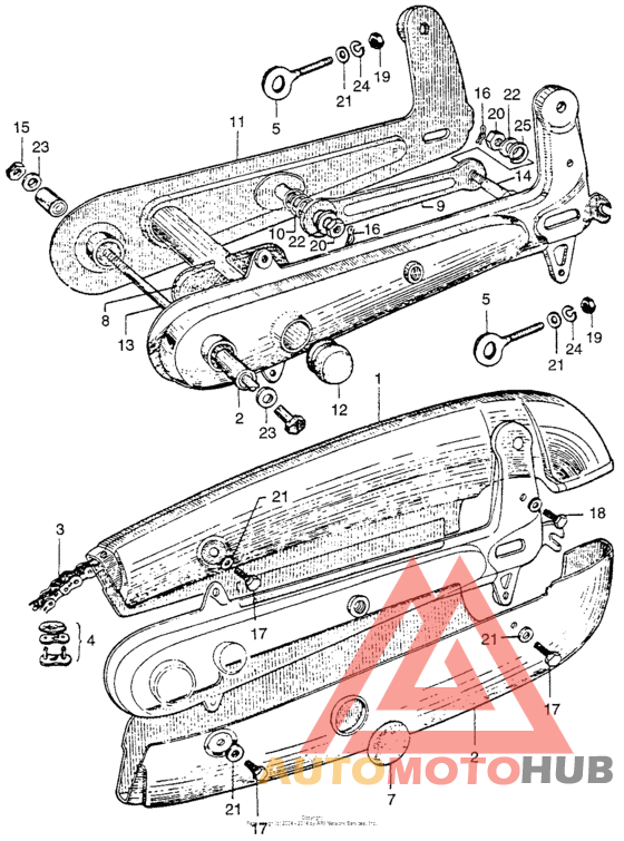 Swingarm + chain case chain case