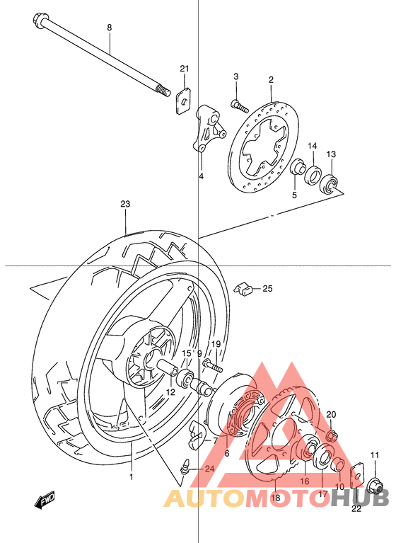 Rear wheel complete assy