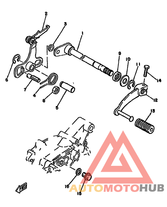 Shift shaft. pedal