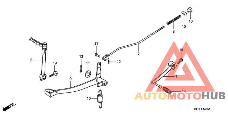 Brake pedal/kick starter arm