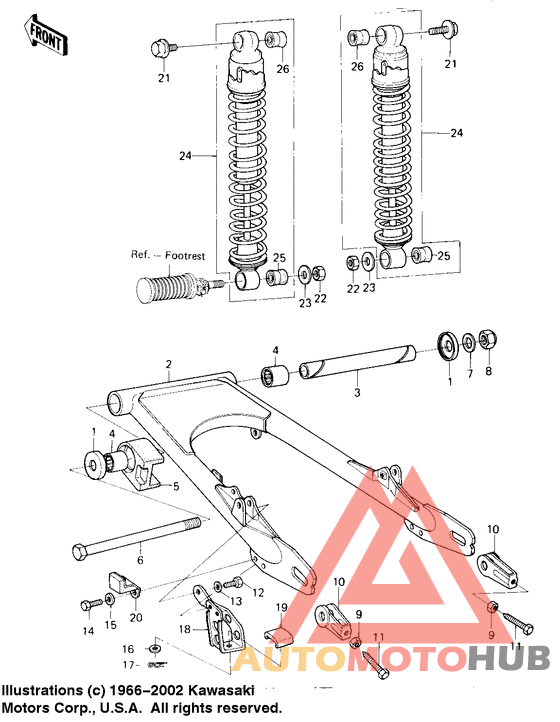 Swing arm/shock absorbers