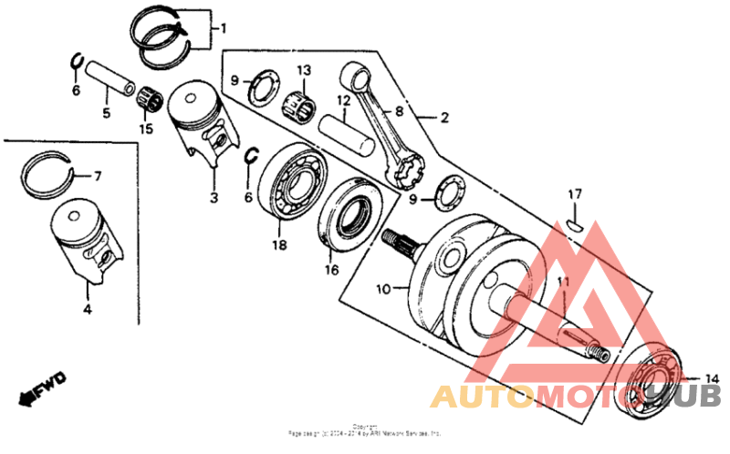 Crankshaft + piston 80-82