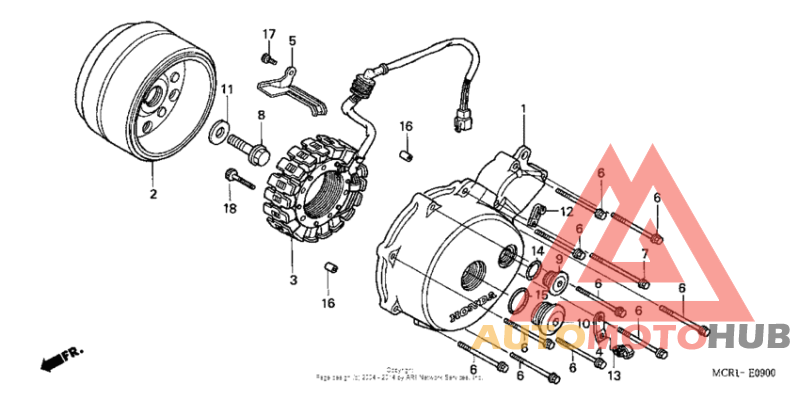 Left crankcase cover + alternator