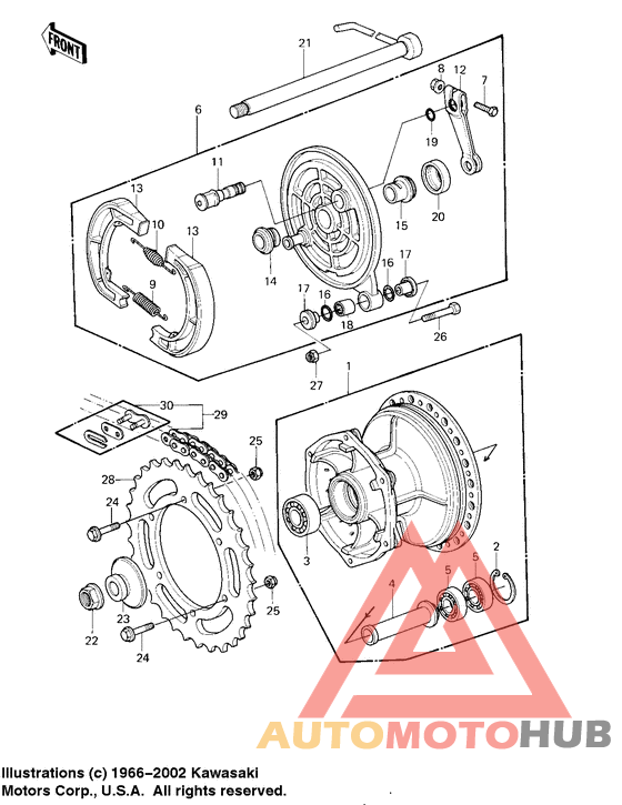 Rear hub/brake/chain