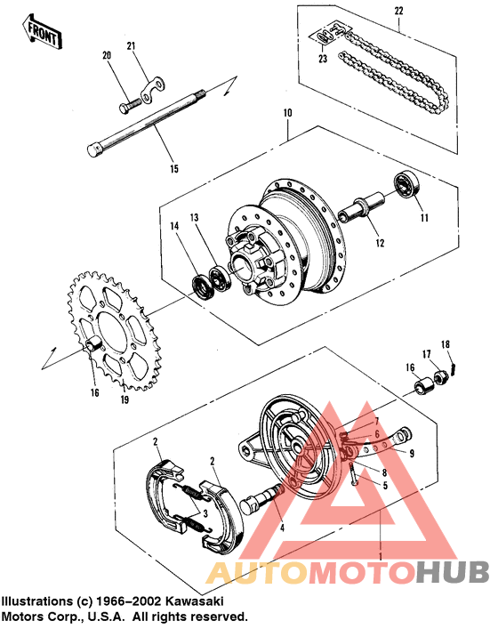 Rear hub/brake/chain