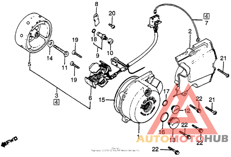 Left crankcase cover + alternator 81-82