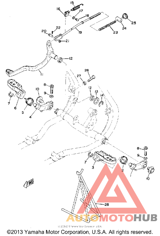 Footrest brake pedal
