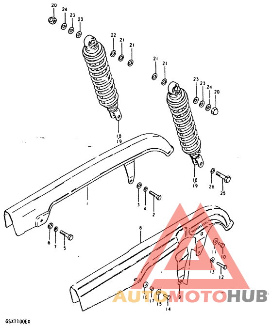 Chain case - rear shock absorber