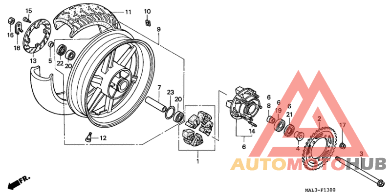 Rear wheel complete assy