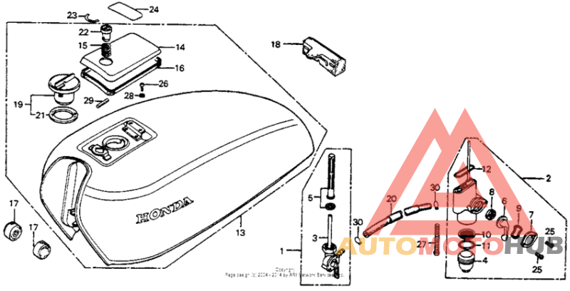 Fuel tank + fuel valve 76,78