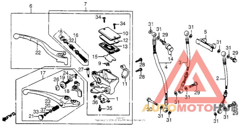 Front brake master cyl. + brake control lever
