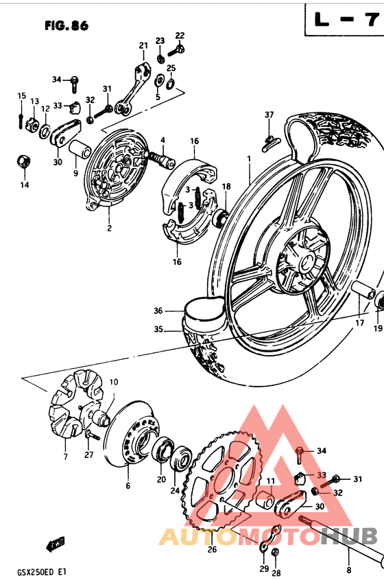 Rear wheel complete assy