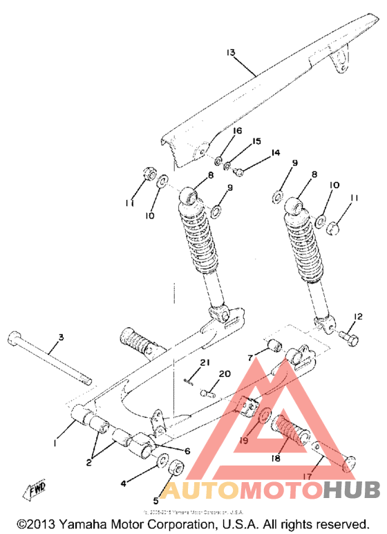 Rear arm - rear cushion - chain case