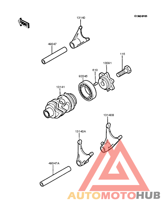 Gear change drum & forks