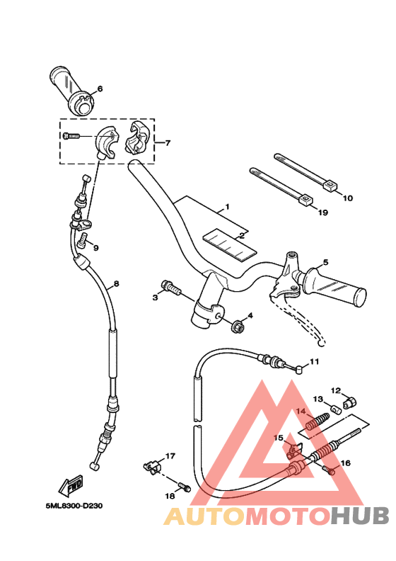 Рулевой рычаг и кабель
