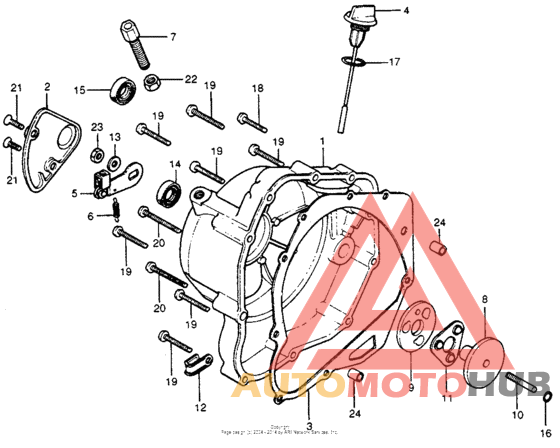 Right crankcase cover + clutch lever