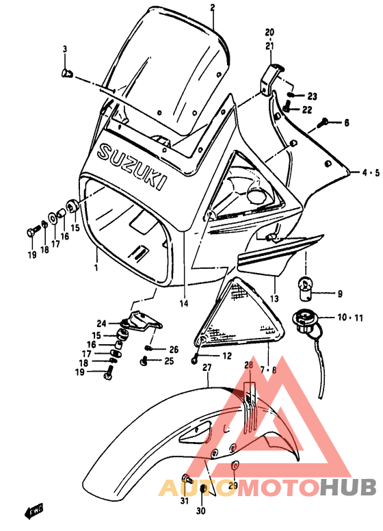 Headlamp housing - front fender