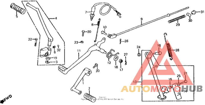 Brake + gearshift pedal + kick starter arm 79-80