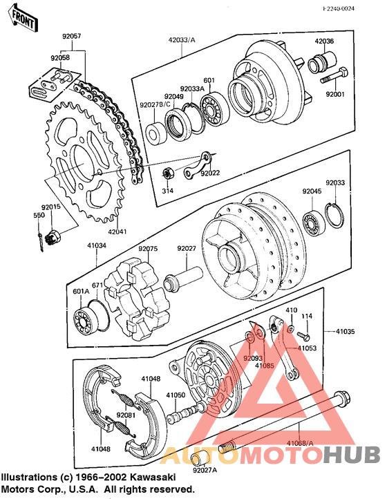 Rear hub/brake/chain