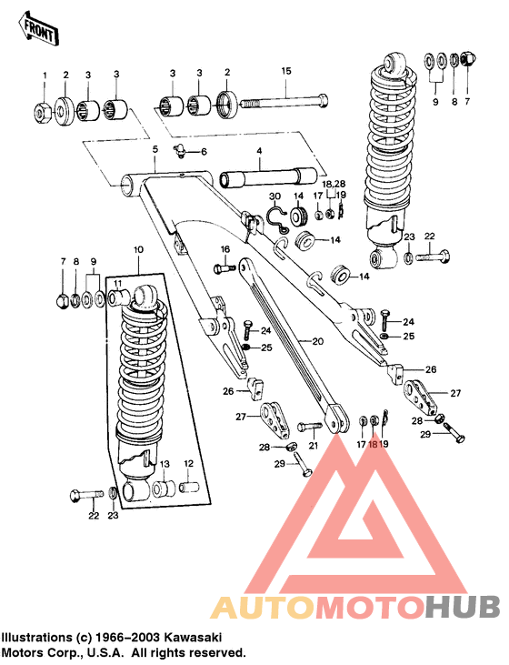 Swing arm/shock absorbers