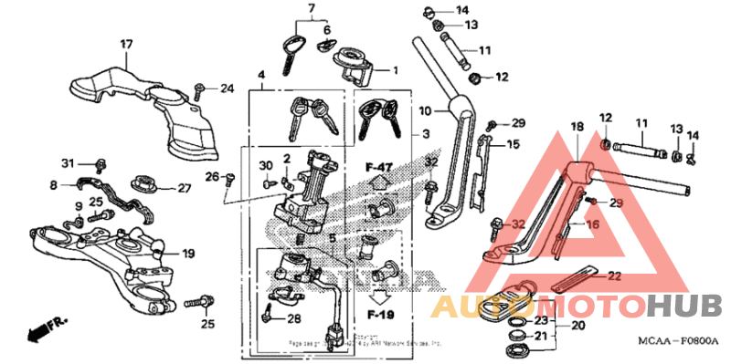 Handlebar + top bridge (gl1800/a'05)