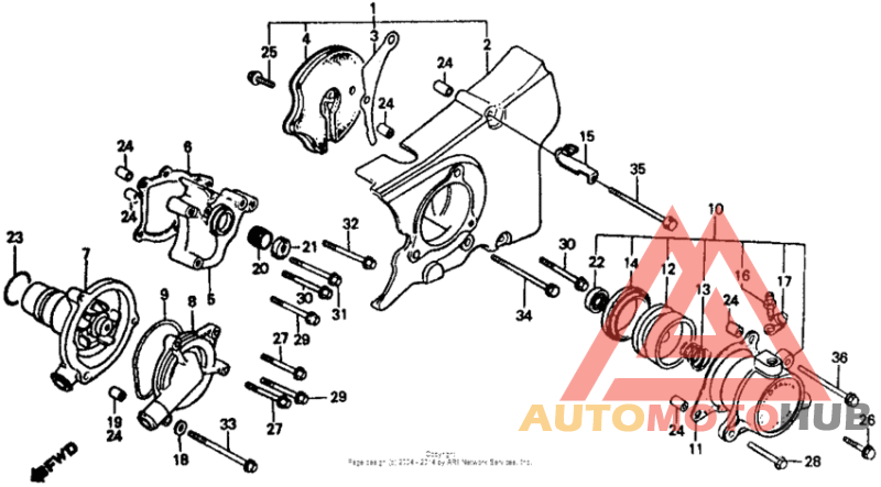 Left crankcase cover + water pump