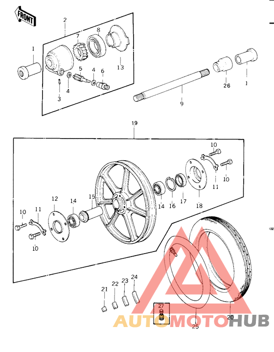 Front wheel/tire/hub
