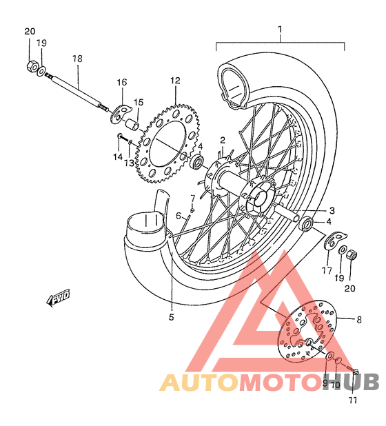 Rear wheel complete assy