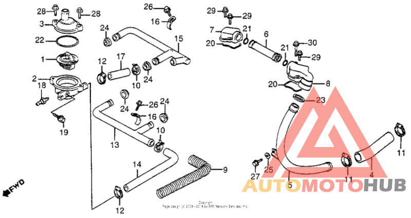 Water pipe + thermostat