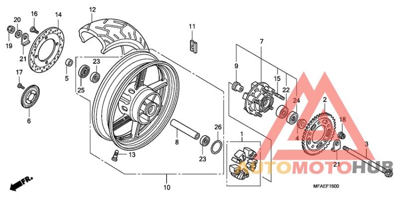 Rear wheel complete assy