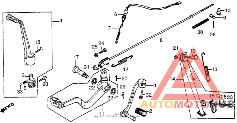 Shift pedal + kick starter arm