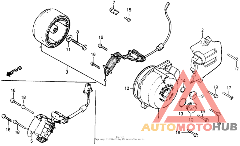 Left crankcase cover + alternator