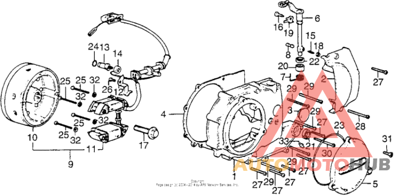 Left crankcase cover + alternator
