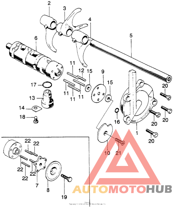 Gearshift fork + drum